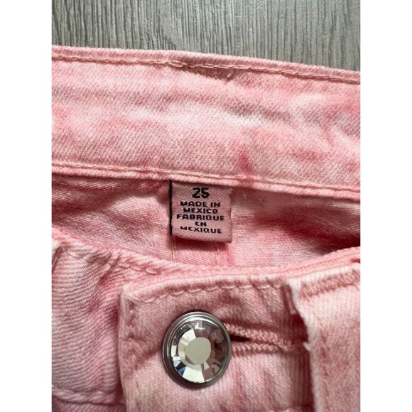 NWT True Religion Swarovski Crystals Leggings Pink Skinny Jeans Misses Size 25 - Picture 8 of 15